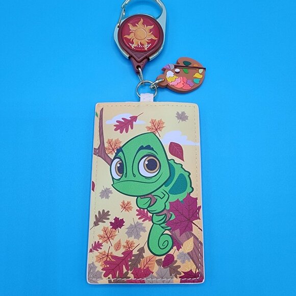 Loungefly Disney Tangled Pascal Autumn Paint Leaf Retractable Lanyard ID Holder - Picture 1 of 10